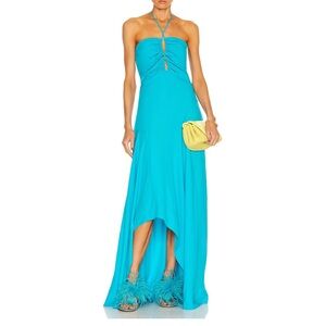 PatBo Elegant Blue Halter Maxi Dress